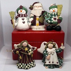Set of 5 Clay Dough Christmas Ornaments